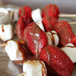 Strawberry And Marshmallow Skewers With Chocolate Sauce