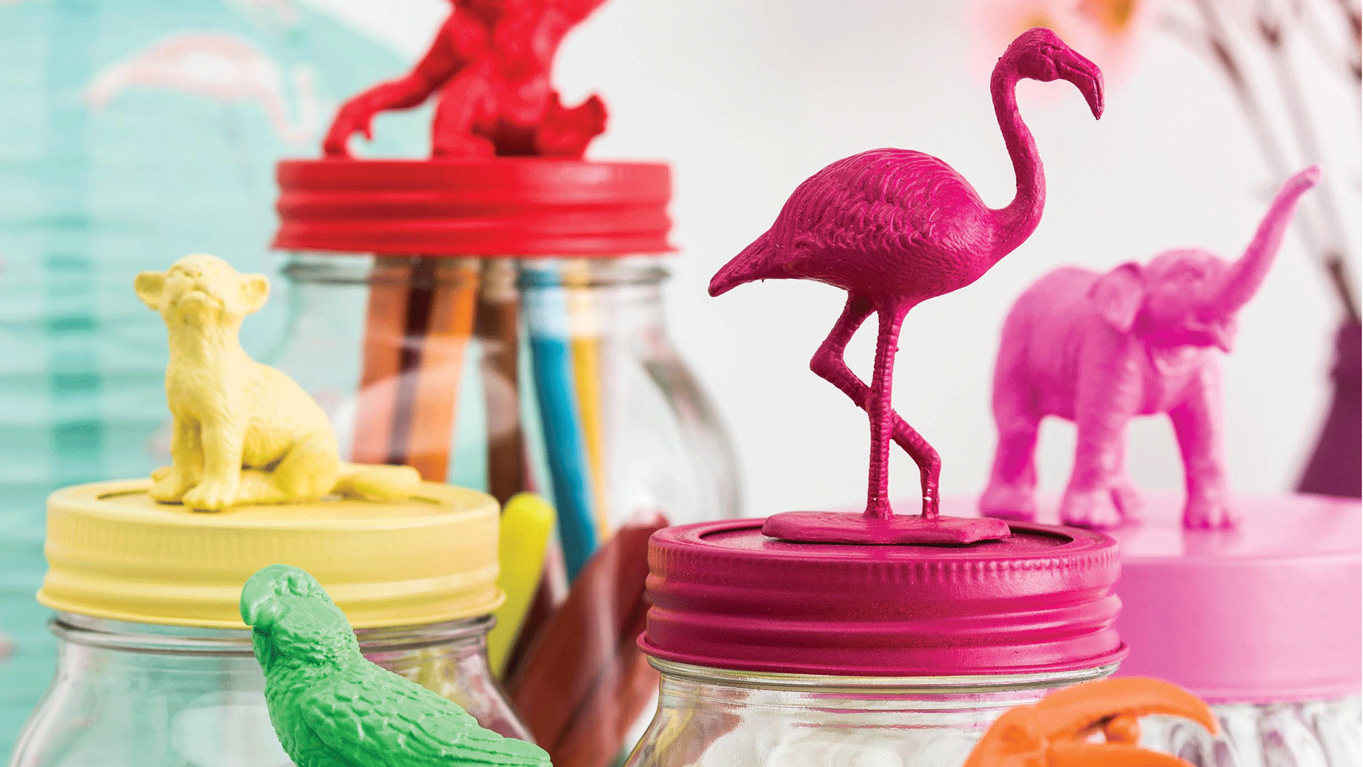 diy animal glitter jars