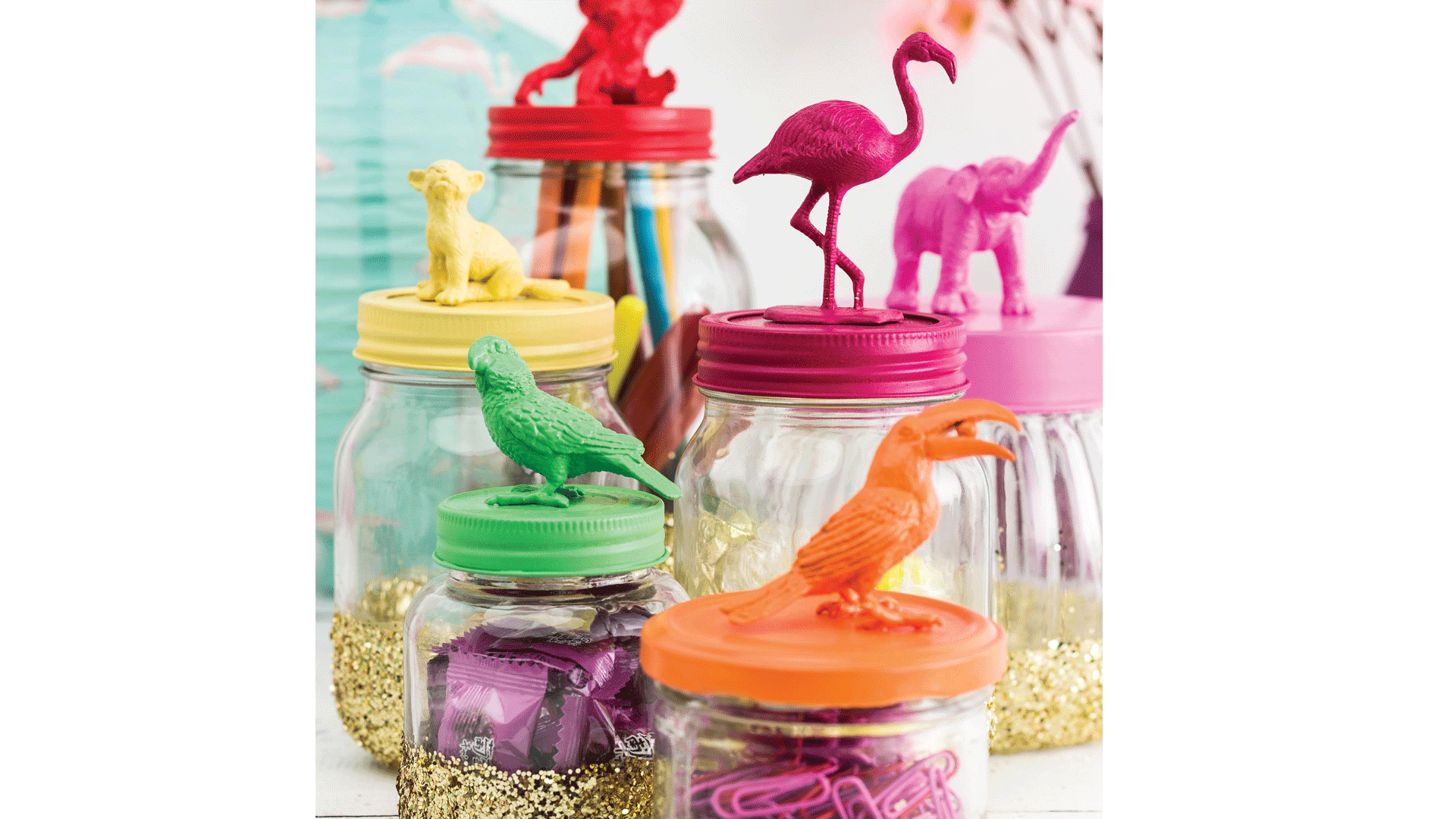 DIY Animal Glitter Jars