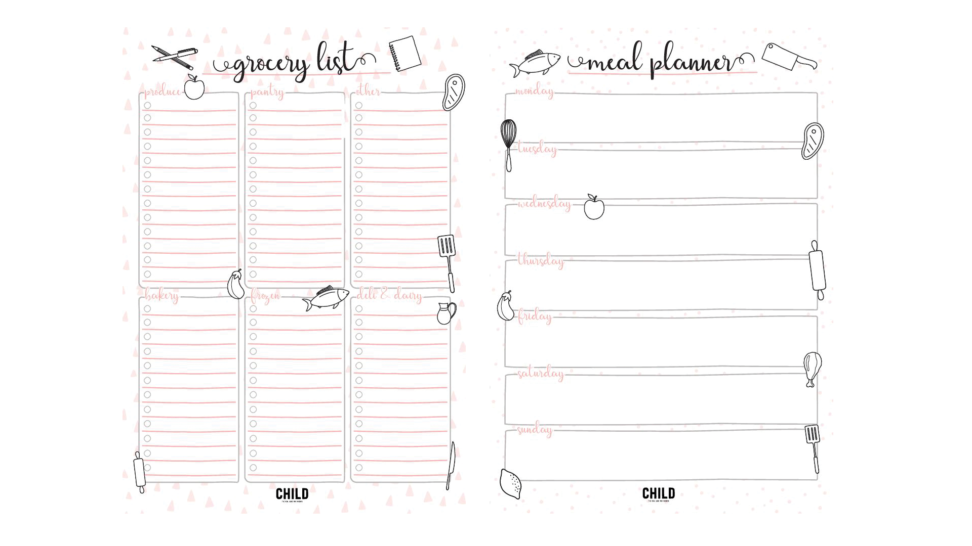 free printable menu planner and shopping list