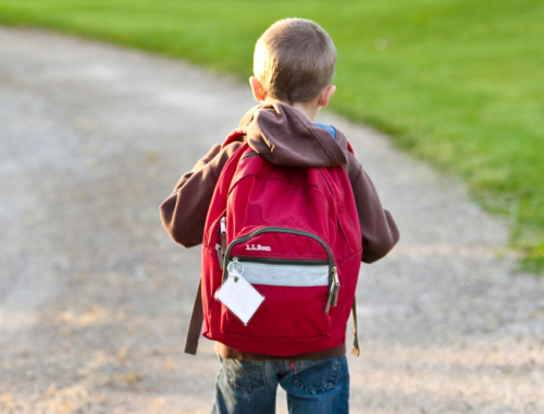 Boy walking to school