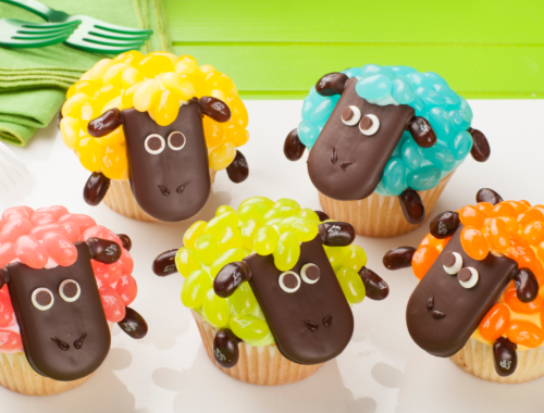 DIY Jelly Bean Sheep Cupcakes