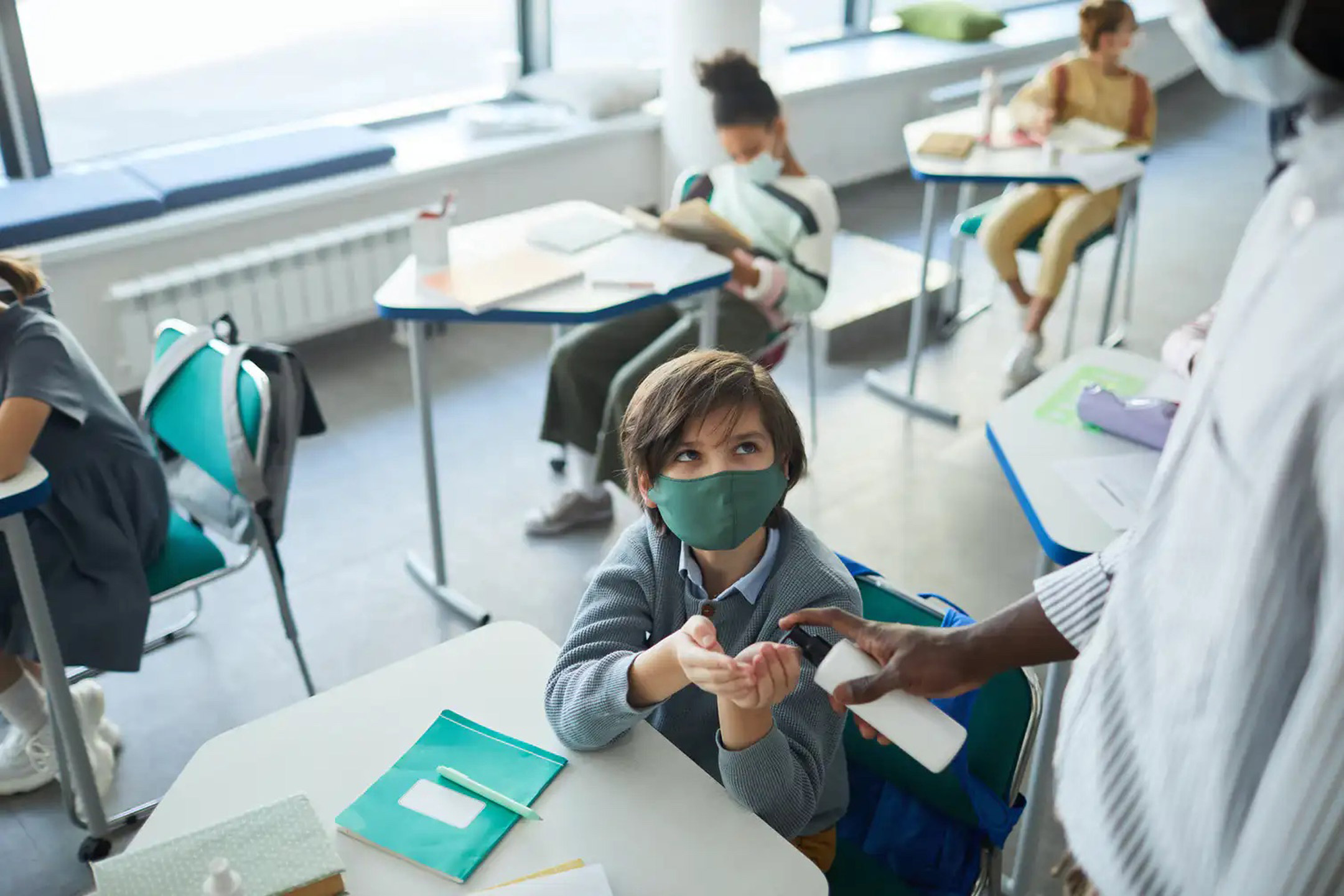 classroom-saniters-being-used